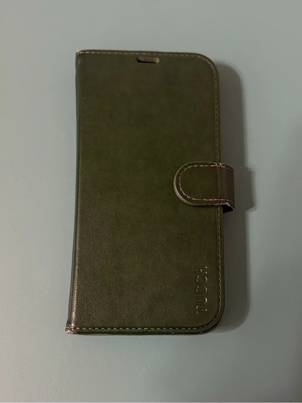 TUCCH iPhone 14 Pro Wallet Case Green leather like card holder